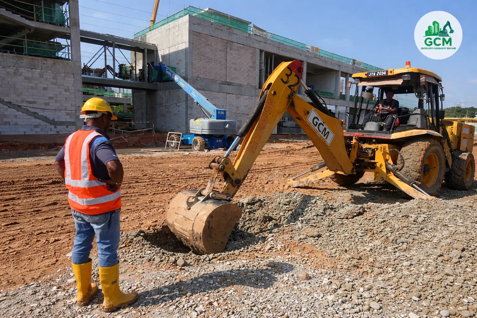 backhoe loader works in iskandar puteri construction project by gcm