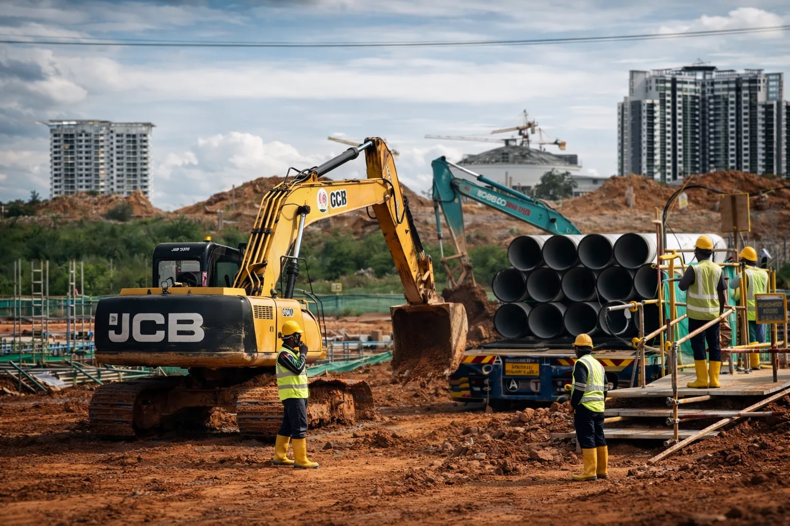 excavator work in gelang patah