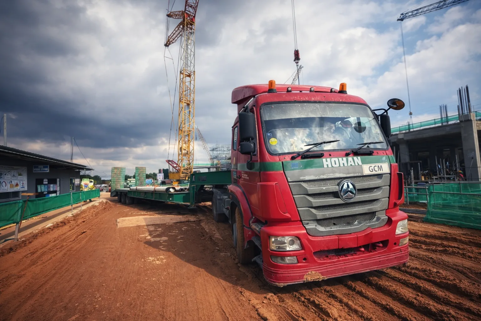 Green City Machinery low loader arriving on site to collect a machine