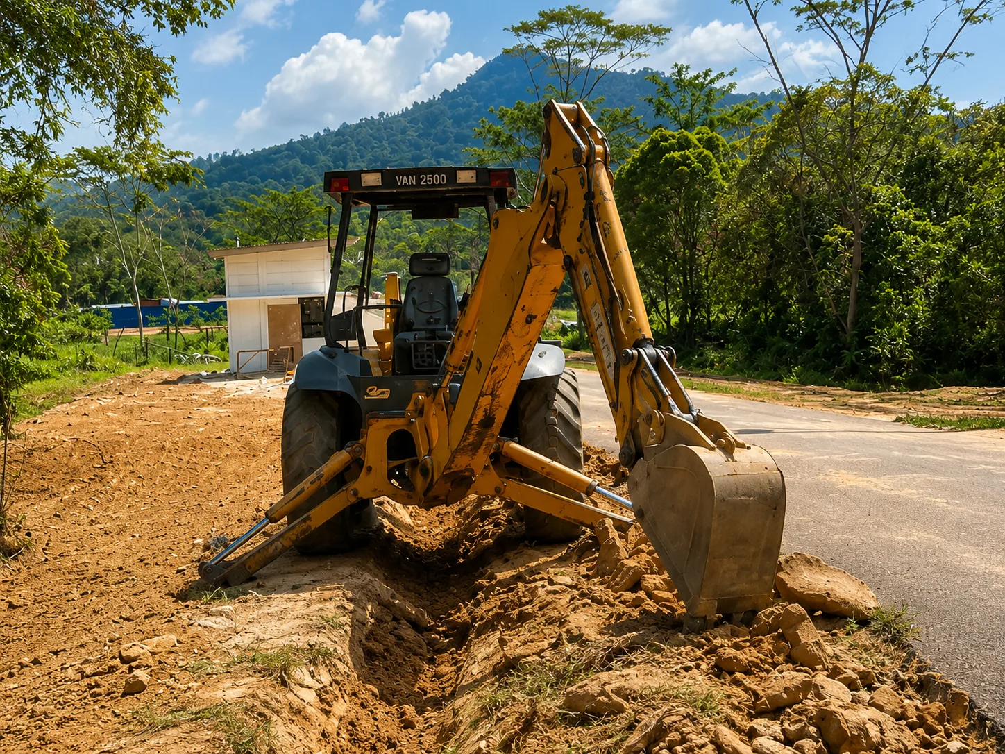 green city machinery(gcm) backhoe with small bucket for small drain
